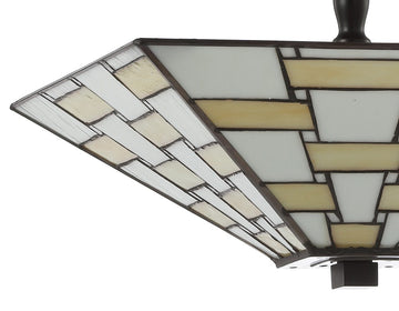 Jason 15.7" Tiffany Style Glass/Metal LED Semi - JONATHAN Y